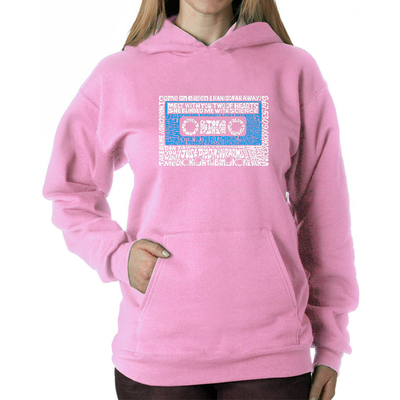 Women's Word Art Hooded Sweatshirt - 80s One Hit Wonders - Picture 1 of 2